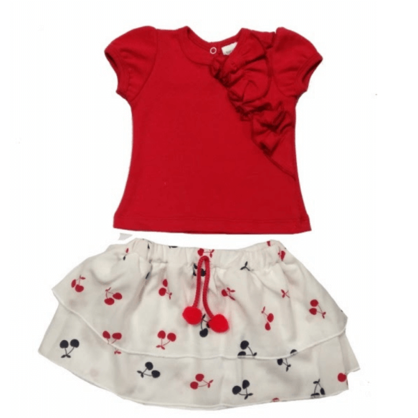 Set Of Ruffled Shirt And Skirt For Girls